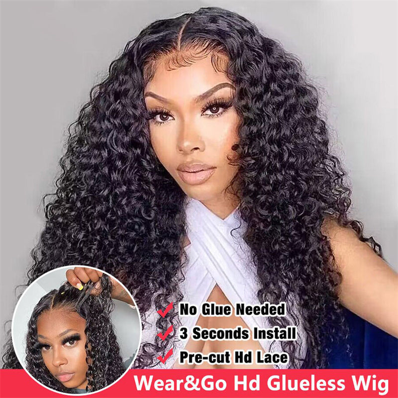eullair Wear Go Glueless Wig Water Wave 4x6 5x5 HD Lace Closure Wigs Pre Cut Lace For Women Beginner Friendly Human Hair Natural Hairline