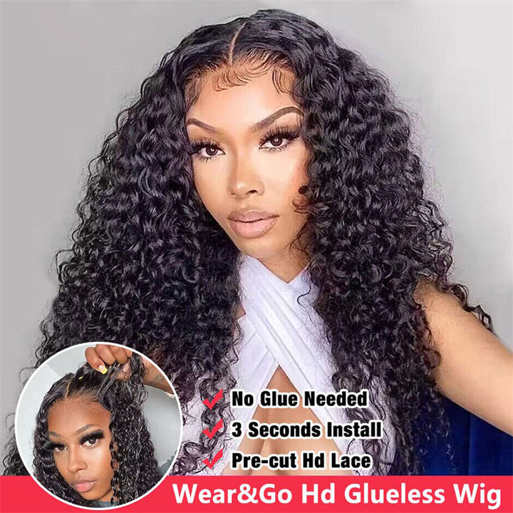 eullair Wear Go Glueless Wig Water Wave 4x6 5x5 HD Lace Closure Wigs Pre Cut Lace For Women Beginner Friendly Human Hair Natural Hairline