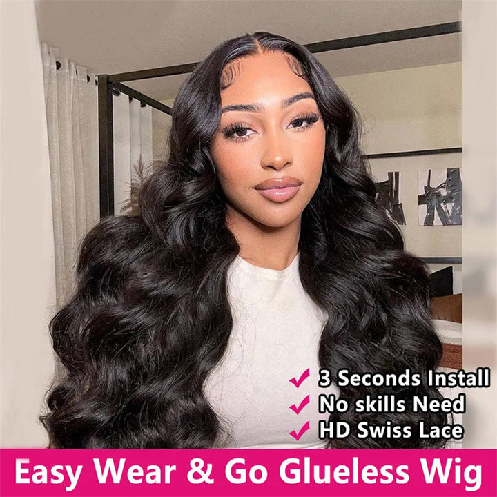 eullair Wear Go Glueless Wig Body Wave 6x4 5x5 Lace Wig Pre Cut Lace Beginner Friendly Pre Plucked Hairline 3D Elastic Dome Cap