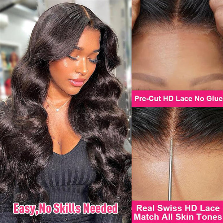 eullair Wear Go Glueless Wig Body Wave 6x4 5x5 Lace Wig Pre Cut Lace Beginner Friendly Pre Plucked Hairline 3D Elastic Dome Cap