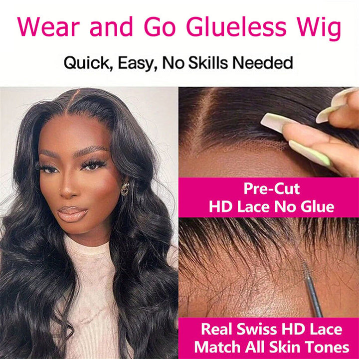 eullair Wear Go Glueless Wig Body Wave 6x4 5x5 Lace Wig Pre Cut Lace Beginner Friendly Pre Plucked Hairline 3D Elastic Dome Cap