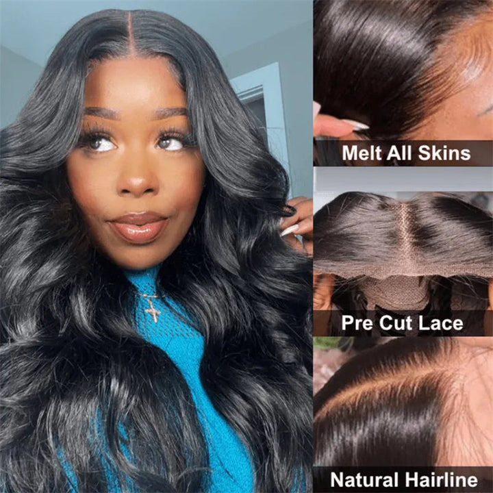 eullair Wear Go Glueless Wig Body Wave 6x4 5x5 Lace Wig Pre Cut Lace Beginner Friendly Pre Plucked Hairline 3D Elastic Dome Cap