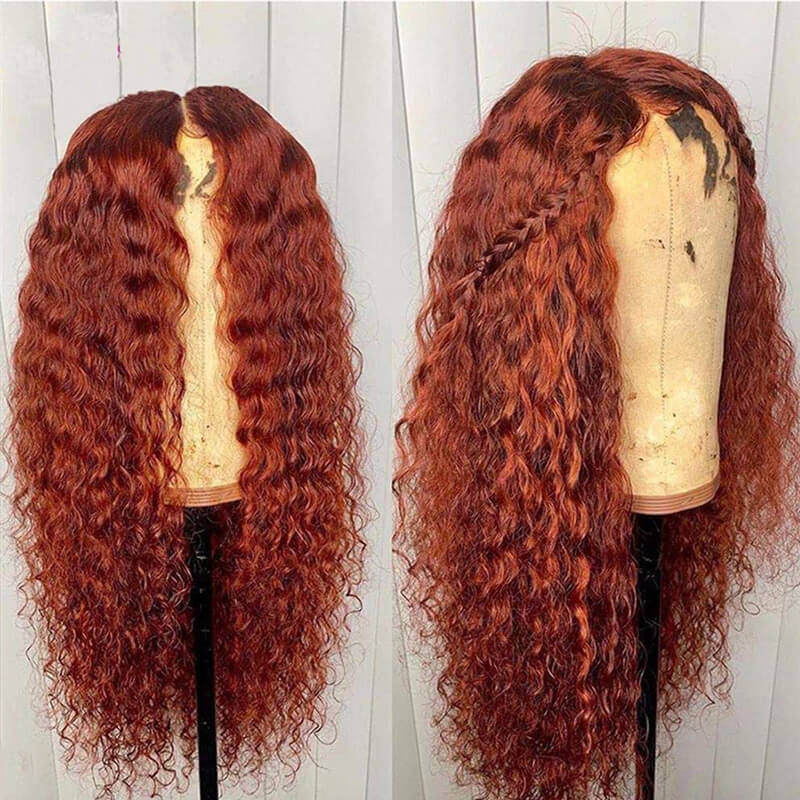 Trendy Color Bright #30 Curly| eullair Orange Ginger Straight Lace Frontal Human Hair Wigs All Textures