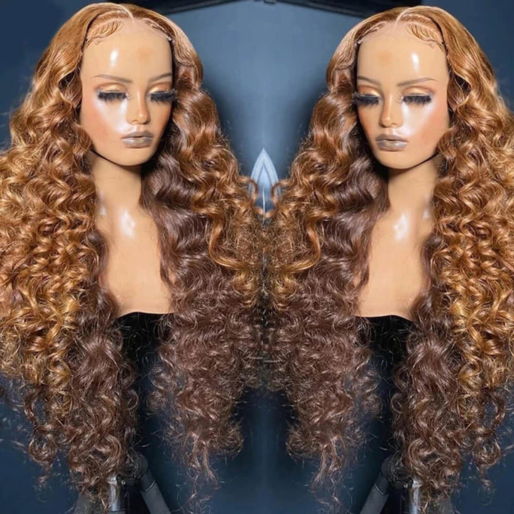 Inner Ombre Brown Collection! eullair Mixed Brown Body Wave/Water Wave Lace Frontal Wig
