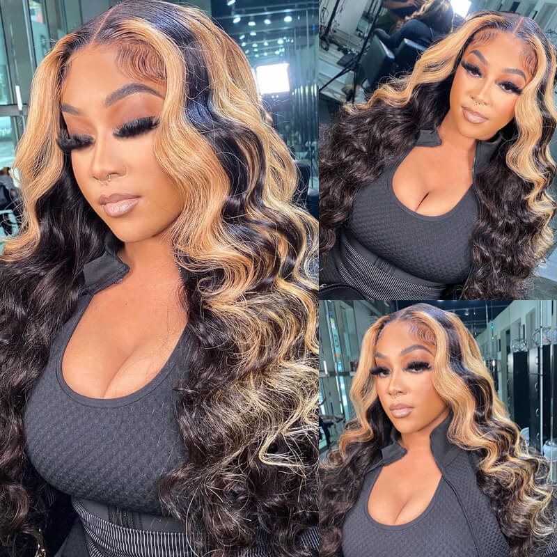 Piano Color! eullair Body Wave Balayage Highlights Green/Pink/Red/Blue/Orange Lace Frontal Wig