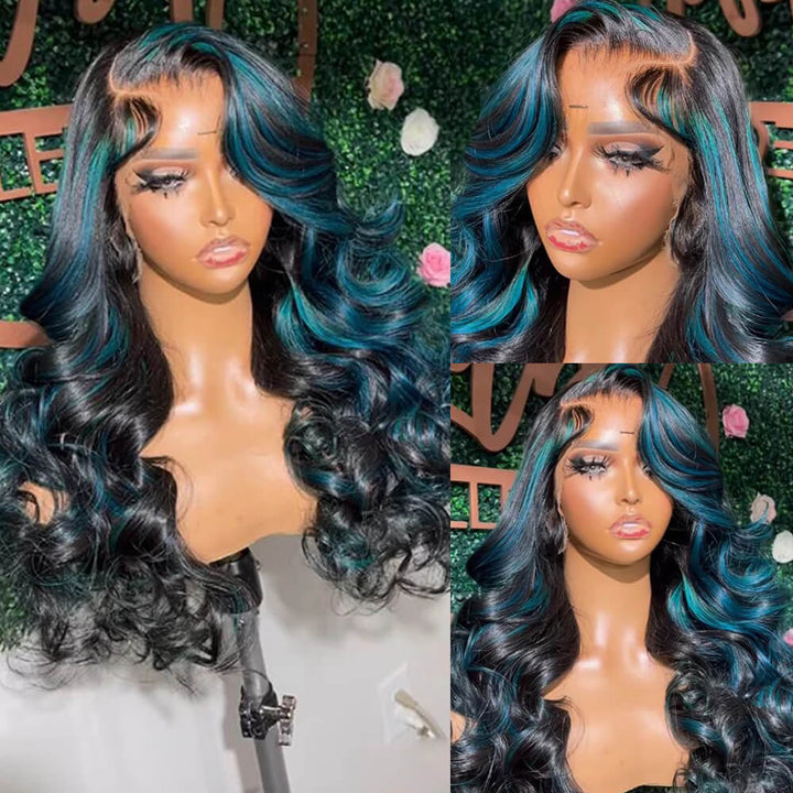 Peakboo Highlights! eullair Body Wave Balayage Highlights Rose Pink/Blue/Green Colored Lace Frontal Wig | @queenleora Recommend