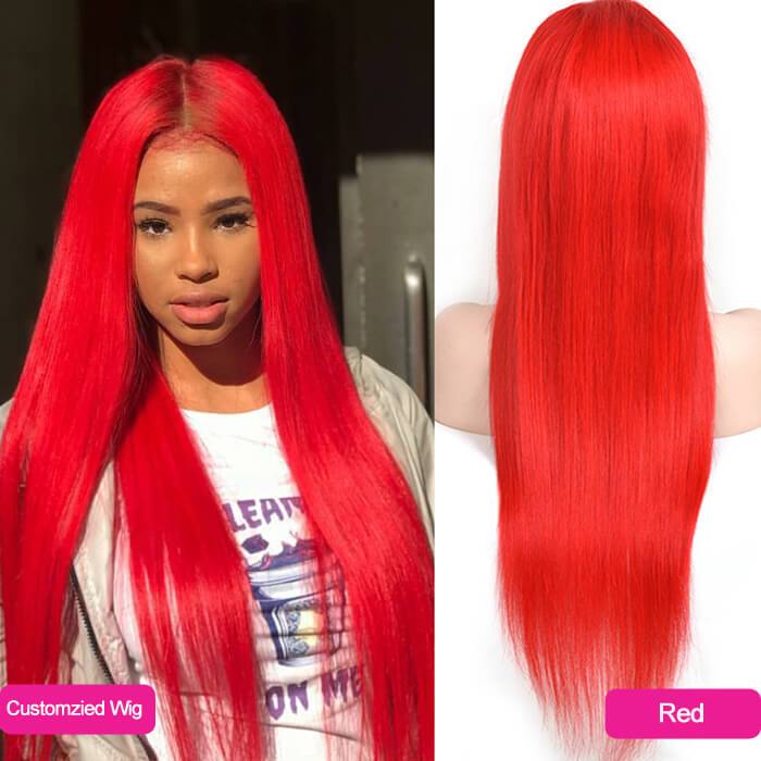 Rainbow Color! eullair Customized Colored Lace Front Human Hair Wig | Party Wigs